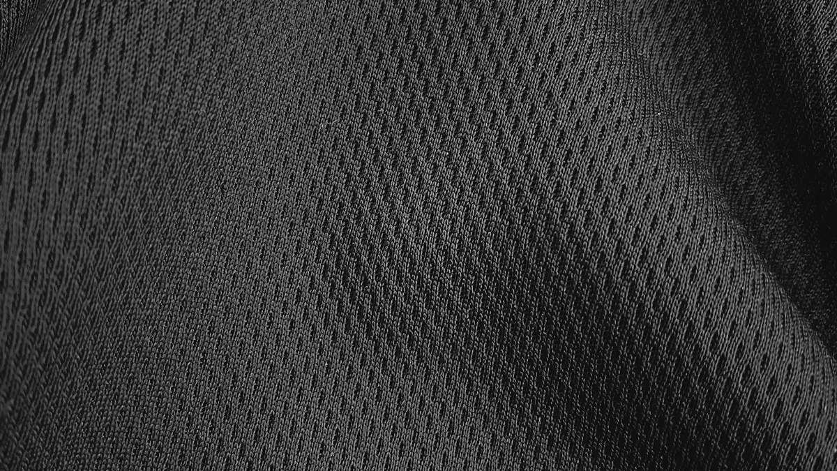 A close up view of a black fabric