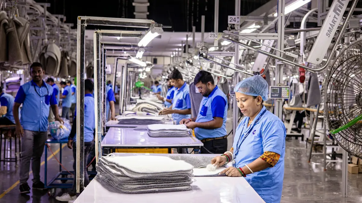 Workers are busy in an industrial garment factory