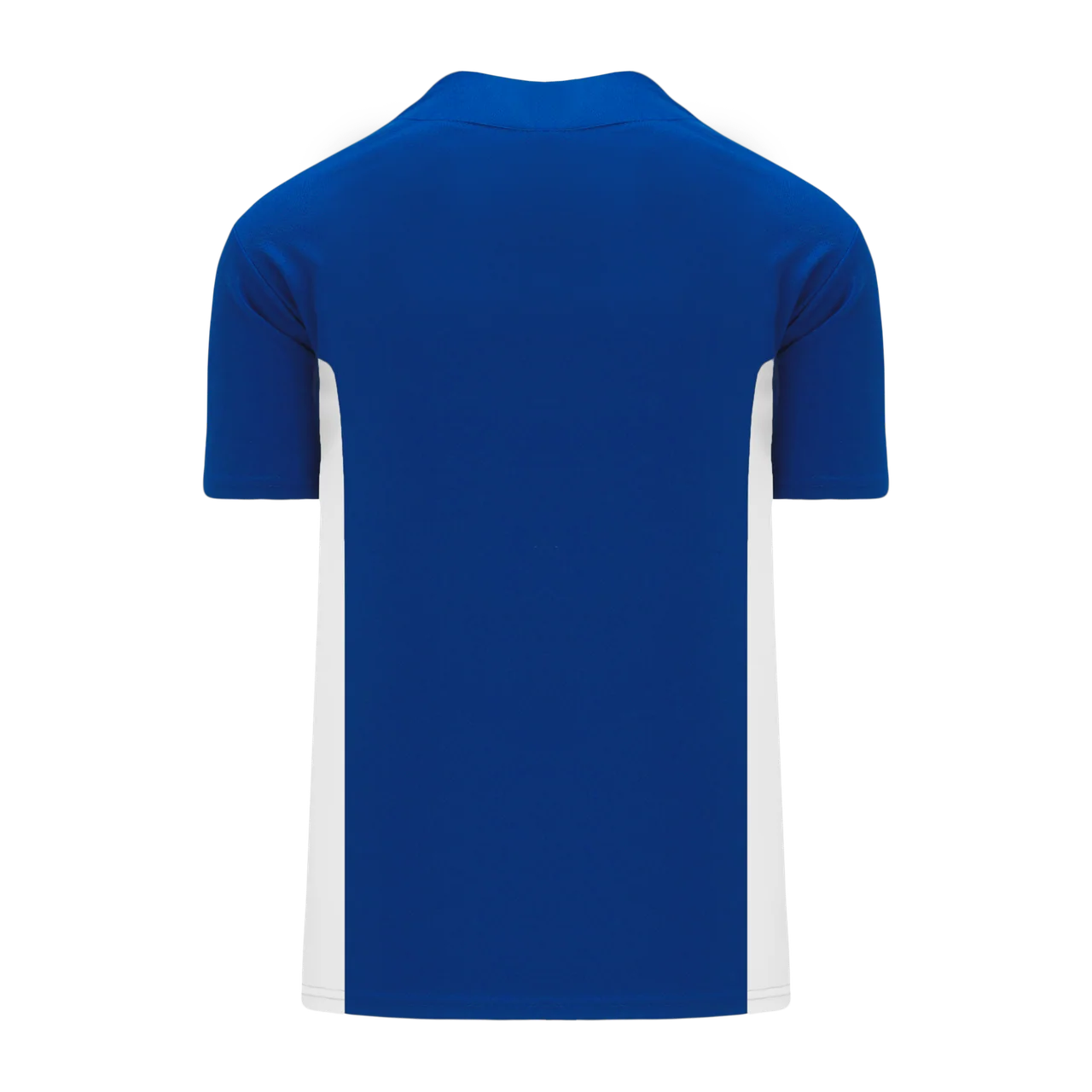 Maillot d’équipe uni à manches courtes, présenté de dos, avec des panneaux latéraux blancs contrastants.
